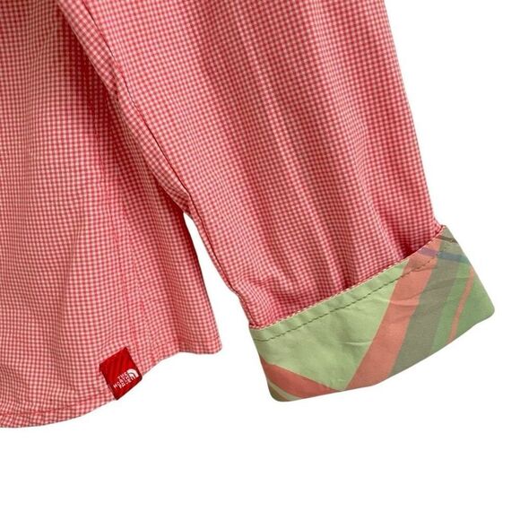 The North Face Vapor Wick Micro Check Gingham Women’s M Pink Roll Tab Shirt - Picture 5 of 8